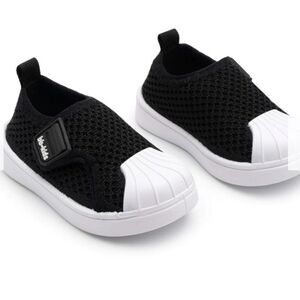 2 Tiny Feet Summer Sneakers - Non-Slip Baby Shoe- Blk/Wht‎ 6/7 (22)NWT IN PACKAG